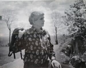 A black and white photo of Daniel Berrigan.